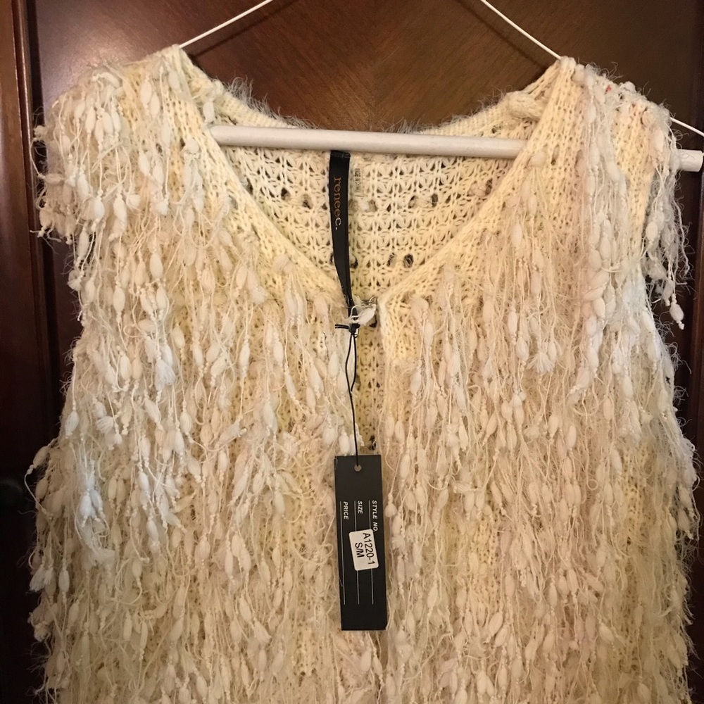 🆕 Reneec Long Fuzzy Knit Sweater Vest-S/M - Picture 5 of 7